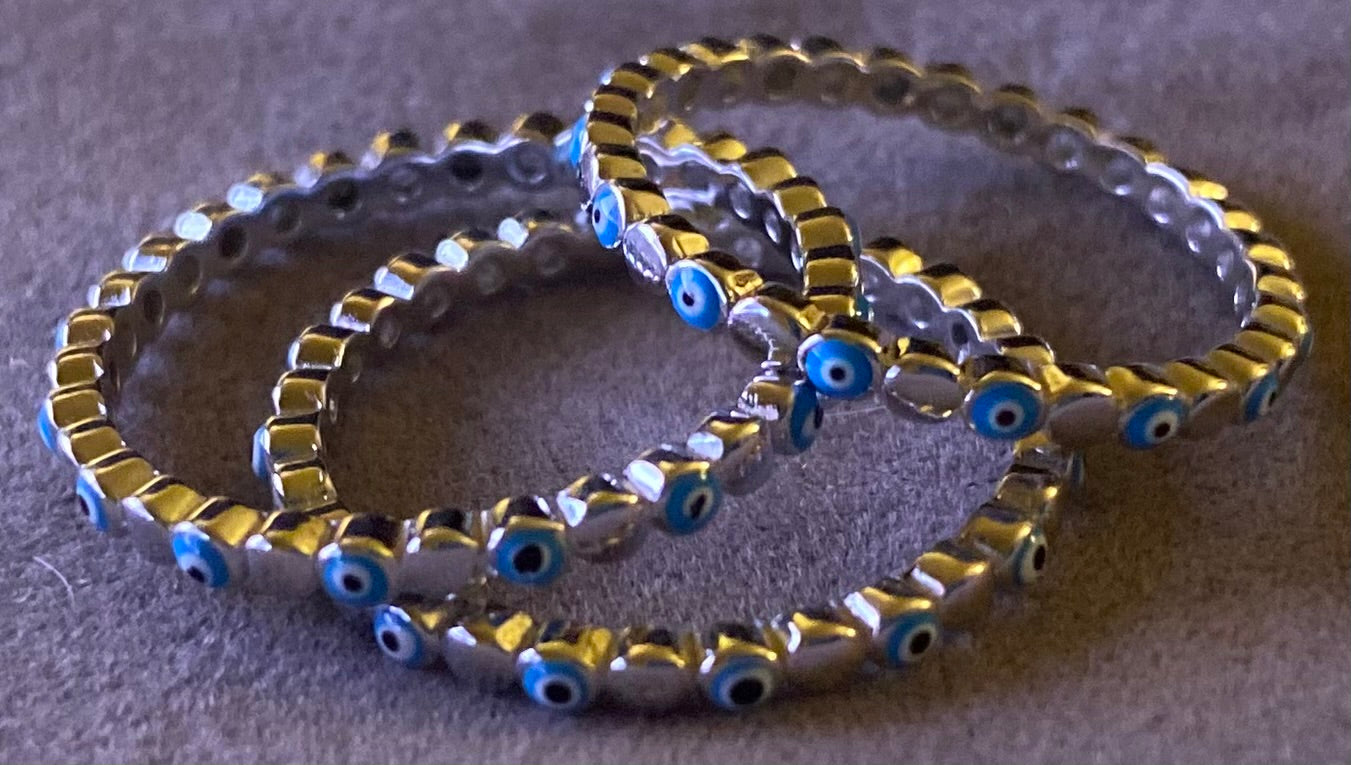 Sterling Silver Evil Eye Stackable Ring