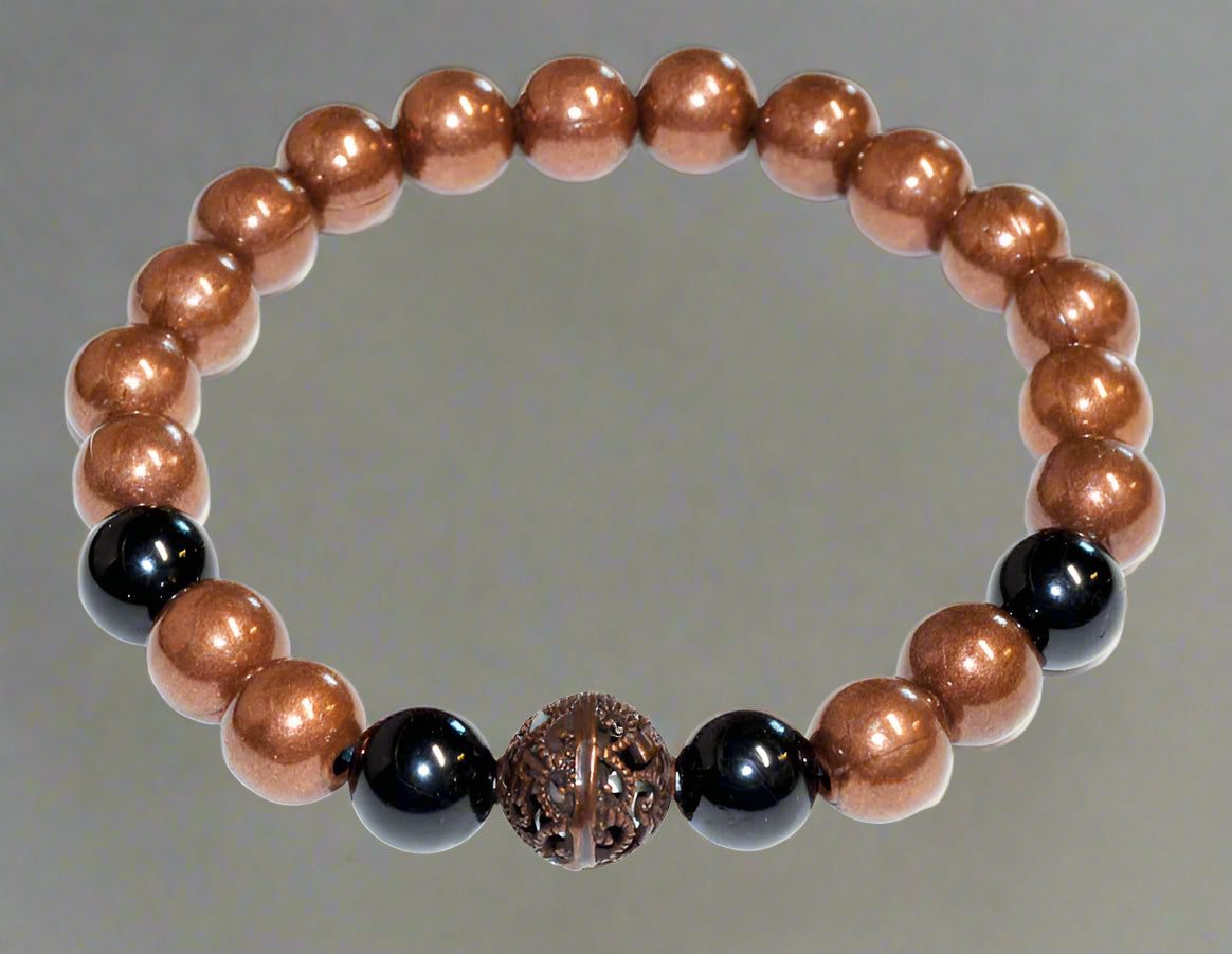 8mm Copper with asst stone bracelet