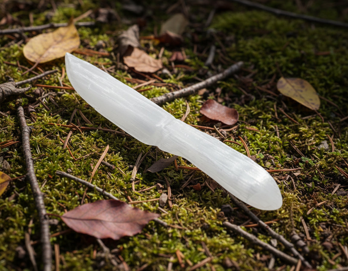7 1/2" Satin Spar Selenite athame