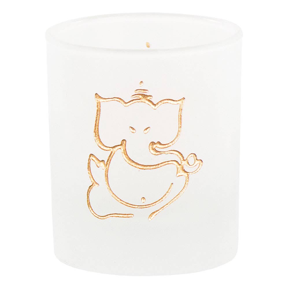 Etched Glass Votive Holder Ganesha
