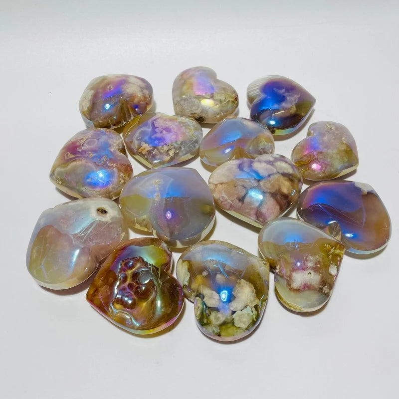 Aura Sakura Flower Agate Heart