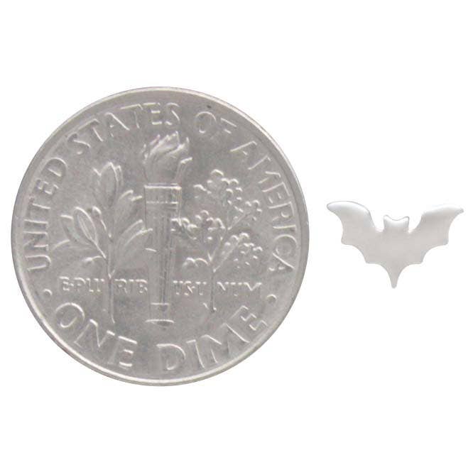 Sterling Silver Flat Tiny Bat Post Earrings 5x8mm