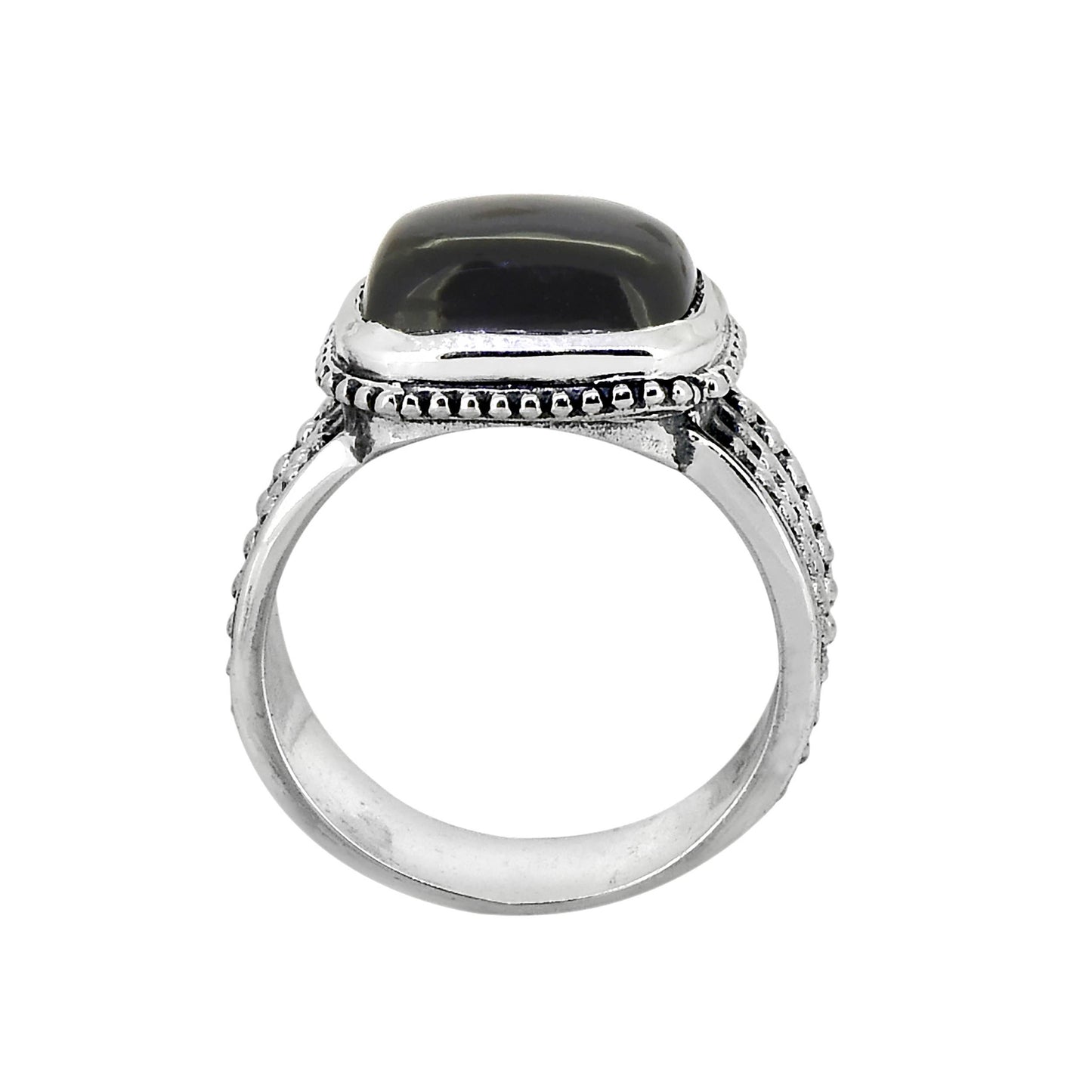 925 Sterling Silver Black Onyx Gemstone Bohemian Ring