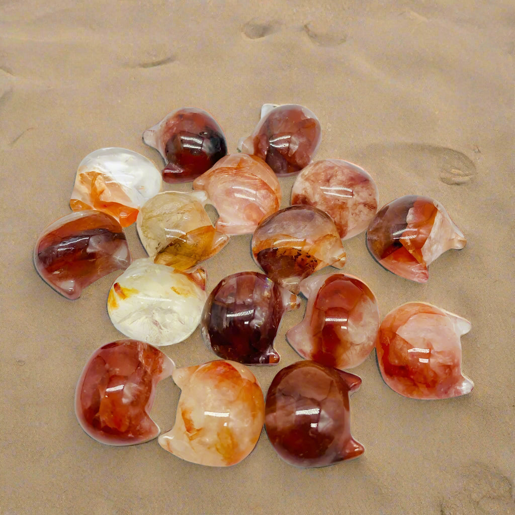 Cat head shape Fire Quartz Carving