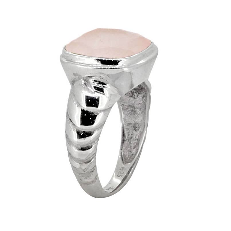 925 Sterling Silver Rose Quartz Statement Ring