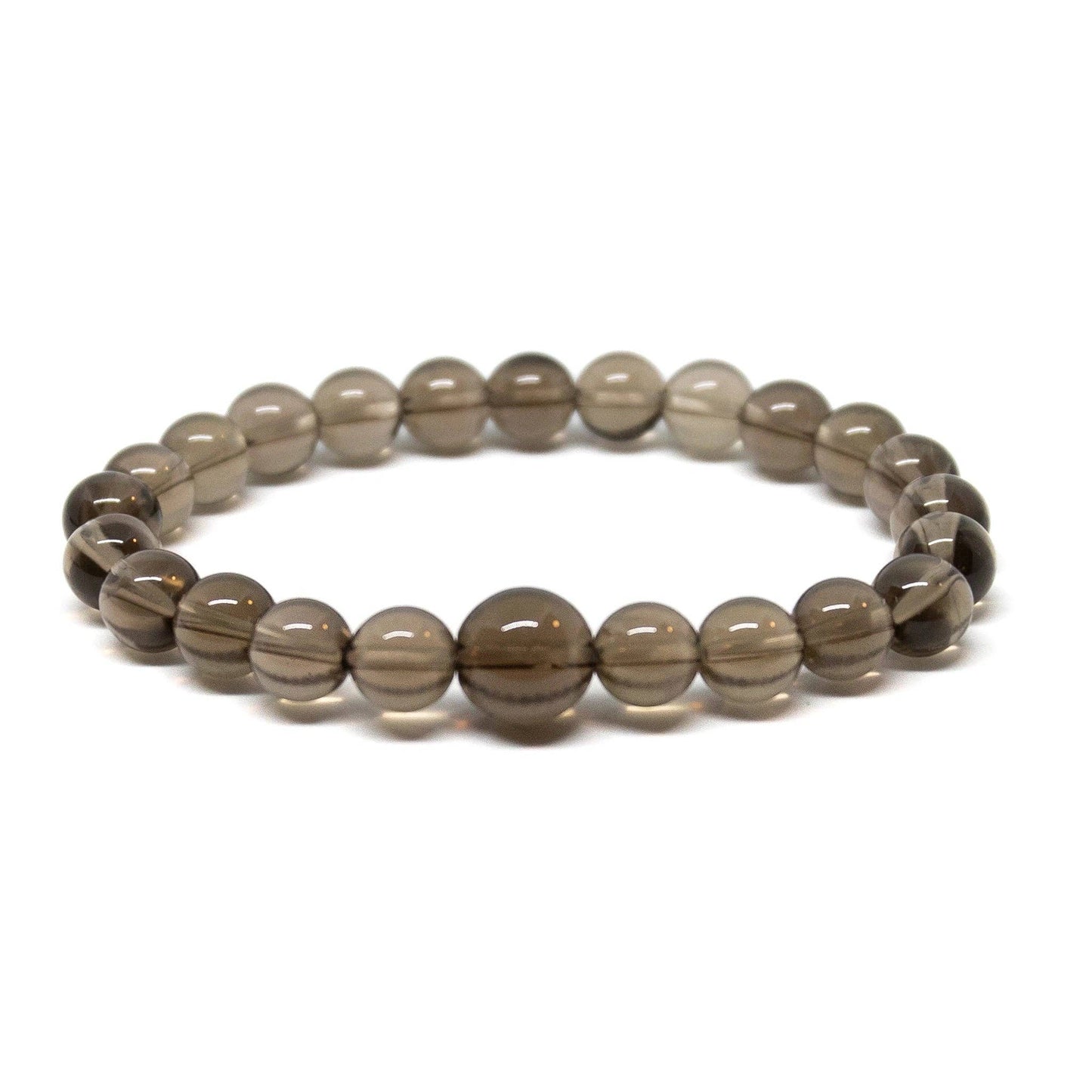 Smoky Quartz Crystal Beaded Bracelet - Wrist Mala - 8mm