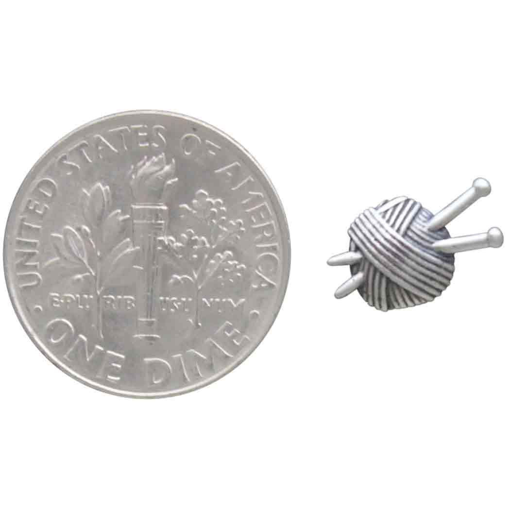Sterling Silver Yarn Ball Post Earrings 11x7mm