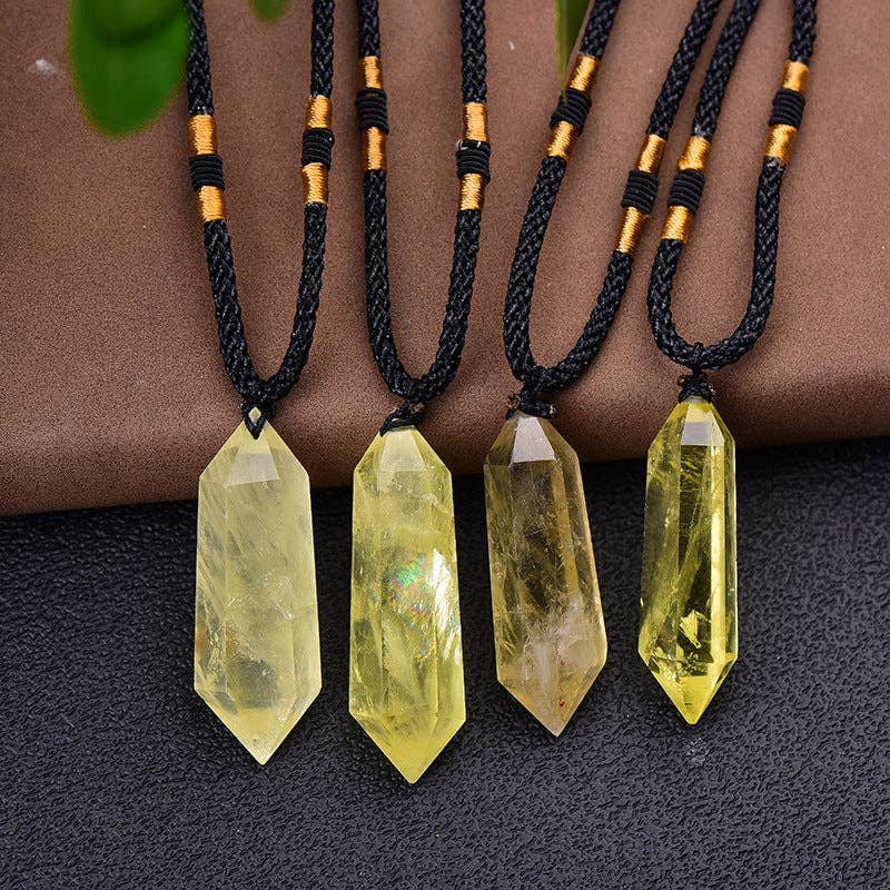 Citrine Necklace - 4-5cm Natural Citrine Crystal Pendant, double terminated