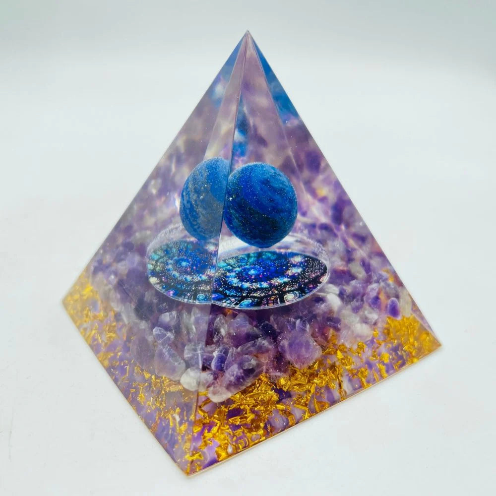 Amethyst & Obsidian Orgone Pyramid