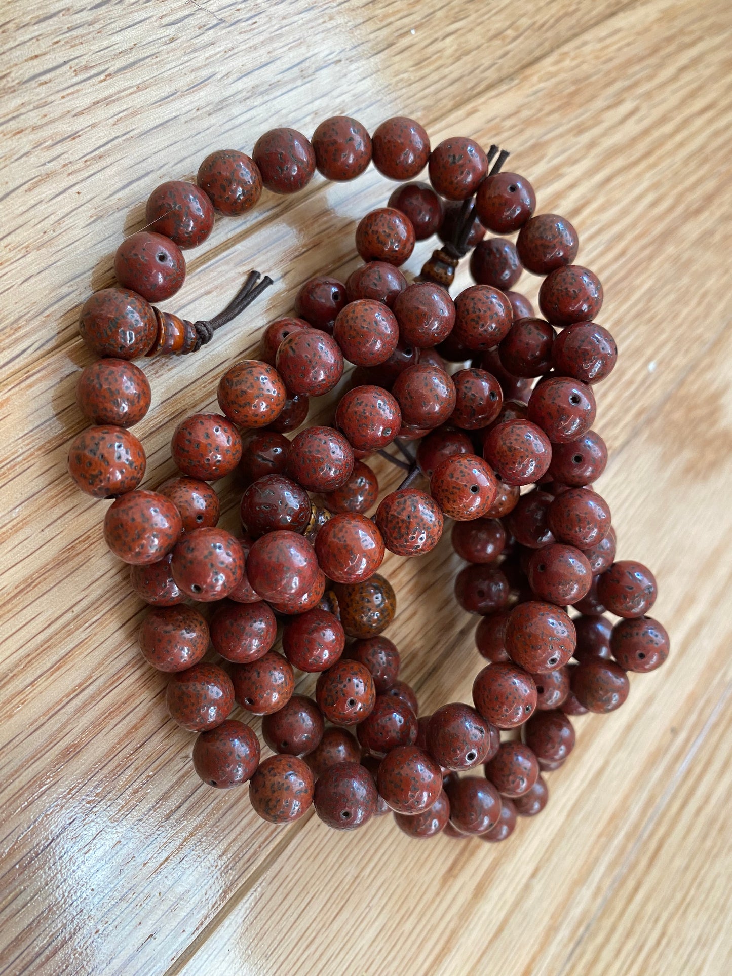 Red Lotus Seed Round Wrist Mala - Prayer Beads