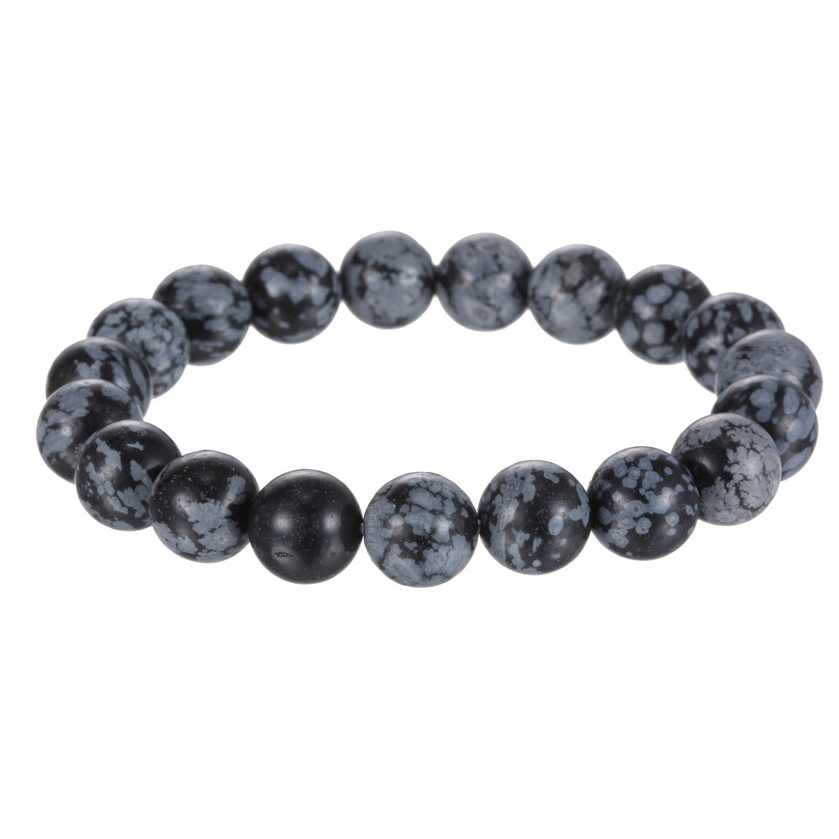 8mm Obsidian, Snowflake bracelet