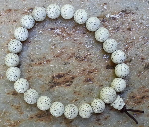 White Lotus Seed Beaded Bracelet - Wrist Mala 8mm