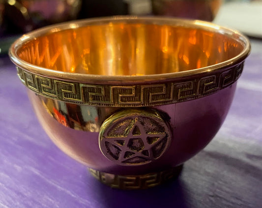 Copper incense burner and offering bowl