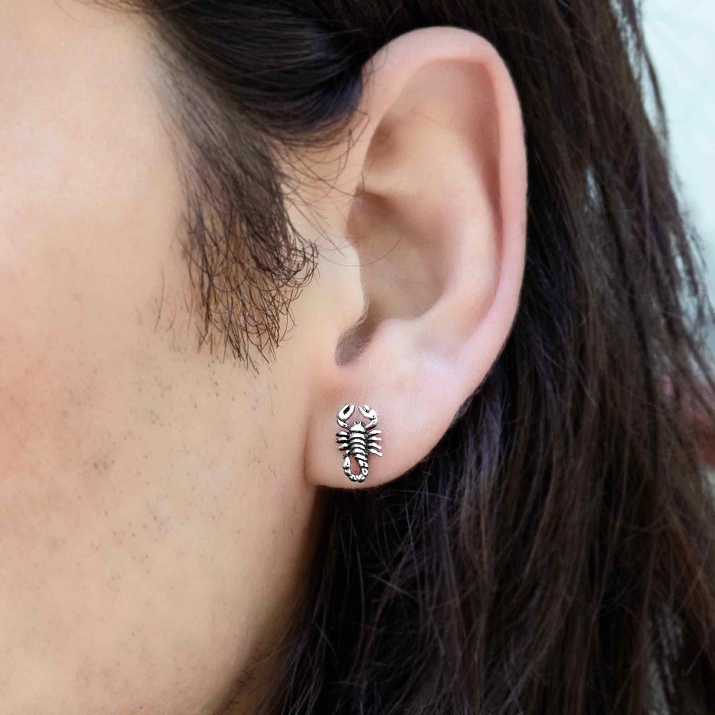 Sterling Silver Scorpion Post Earrings 11x7mm