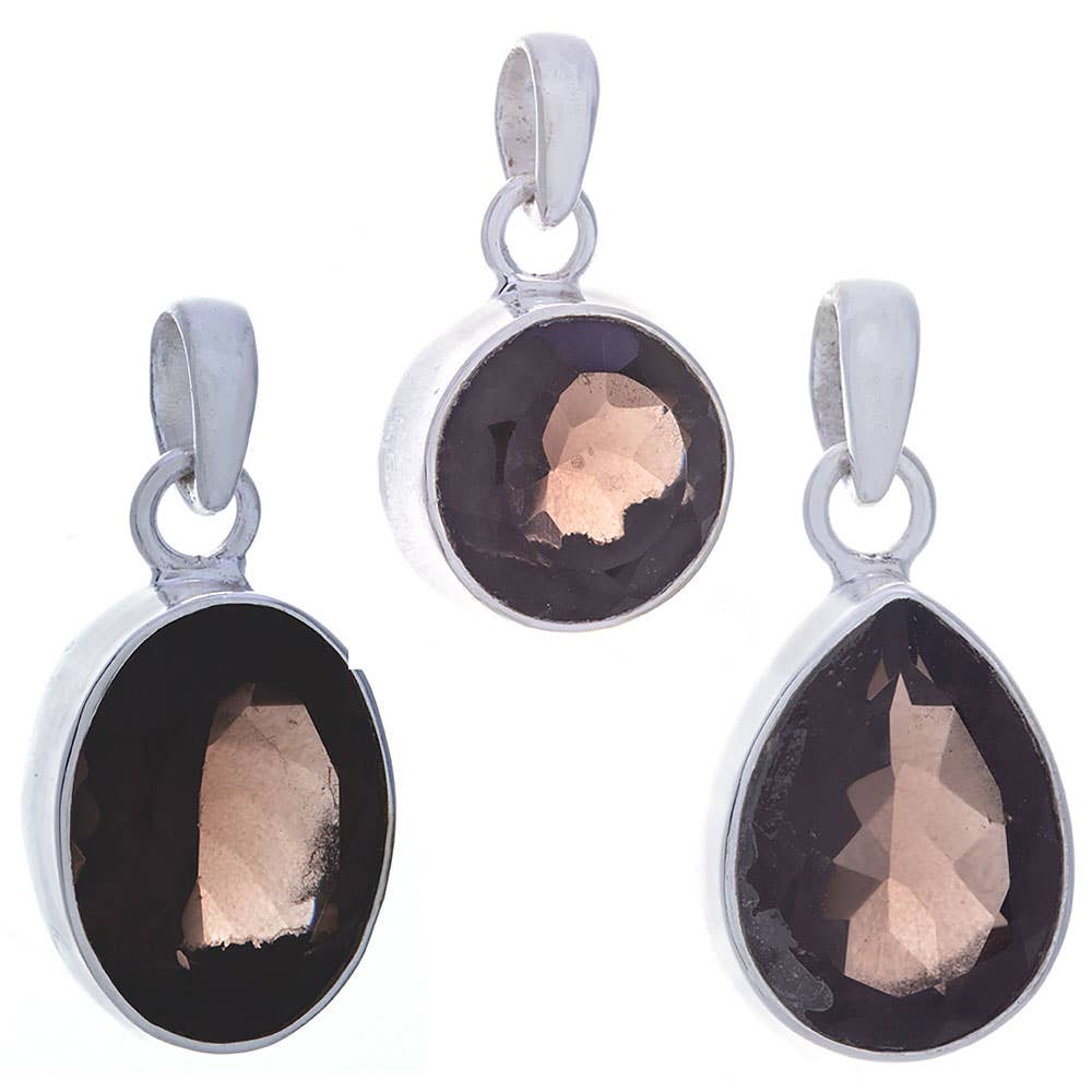 Faceted Smokey Quartz Assorted Shapes Pendants