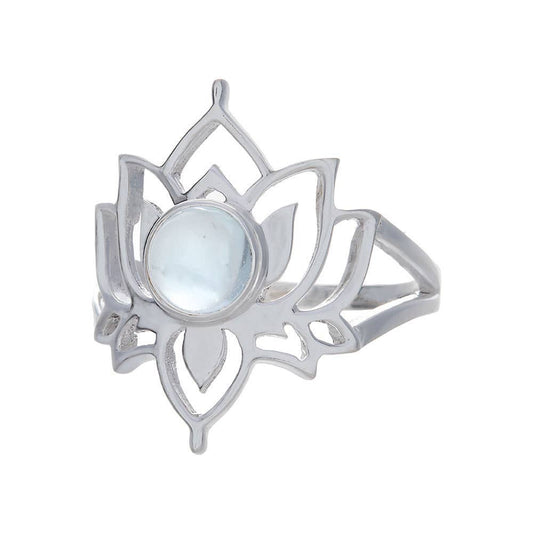 Blue Topaz Lotus Flower Ring