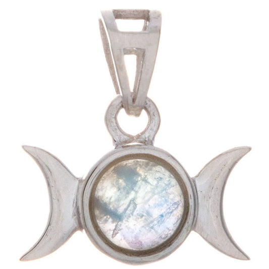 Triple Moon Pendant w/ Rainbow Moonstone