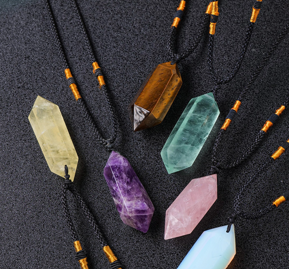 Rose Quartz Necklace - 4-5cm Natural Rose Quartz Crystal double terminated