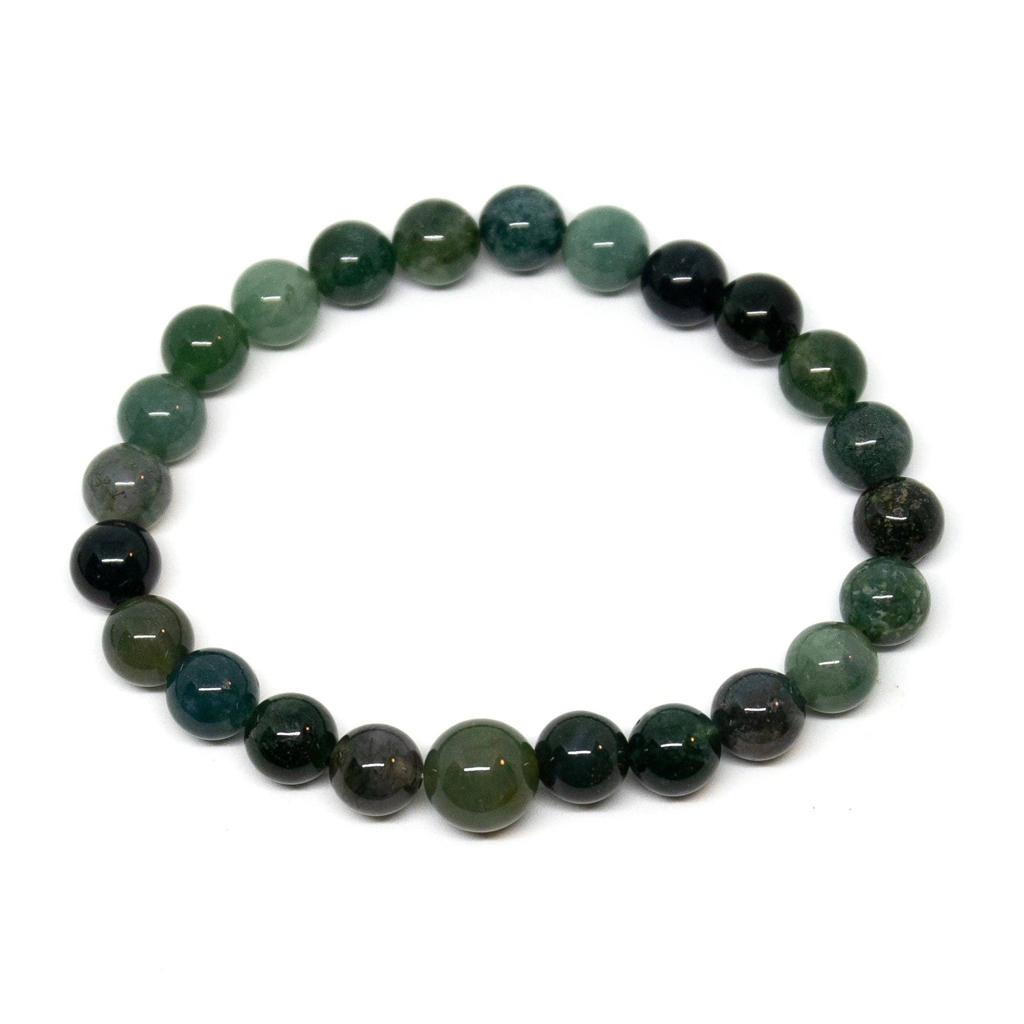 Moss Agate  Beaded Bracelet 10mm