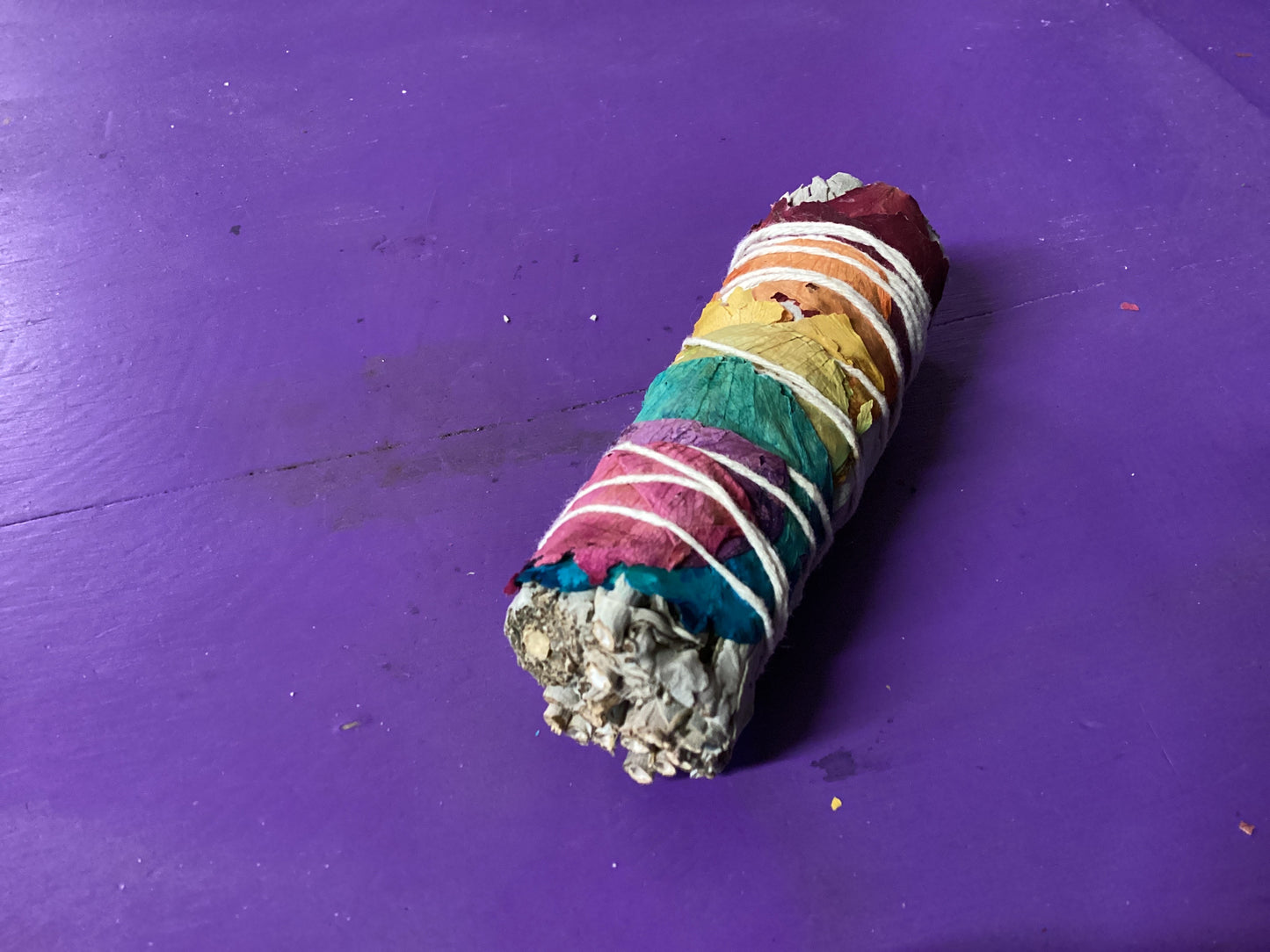 4" White Sage 7 Chakra colors stick