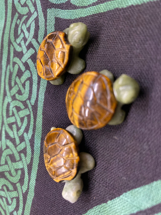 Tiger Eye & Ocean Jasper Turtle Carving
