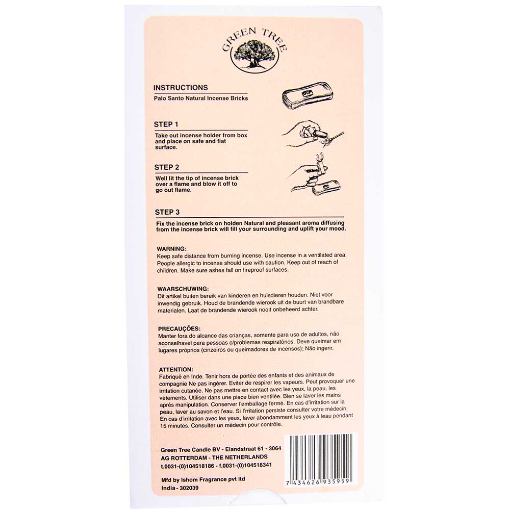 Green Tree Smudge Bricks - Palo Santo (Pack of 15)