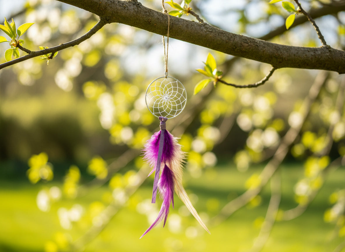 1.5" Lavender Dream Catcher detailed with glass beads
