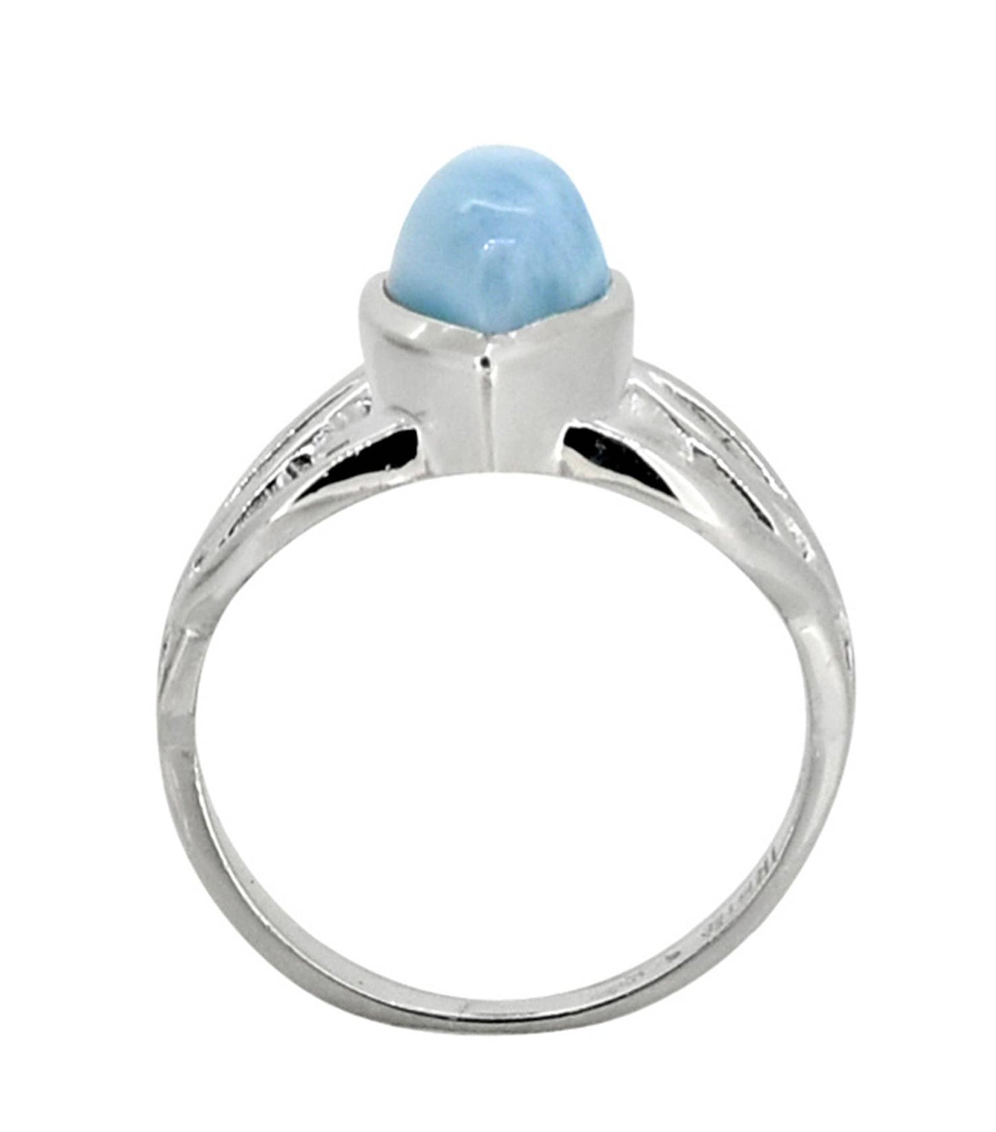 Natural Larimar Solid 925 Sterling Silver Celtic Knot Ring
