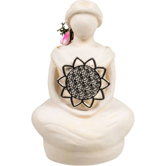 Gypsum Cement Goddess Figurine - Flower of Life
