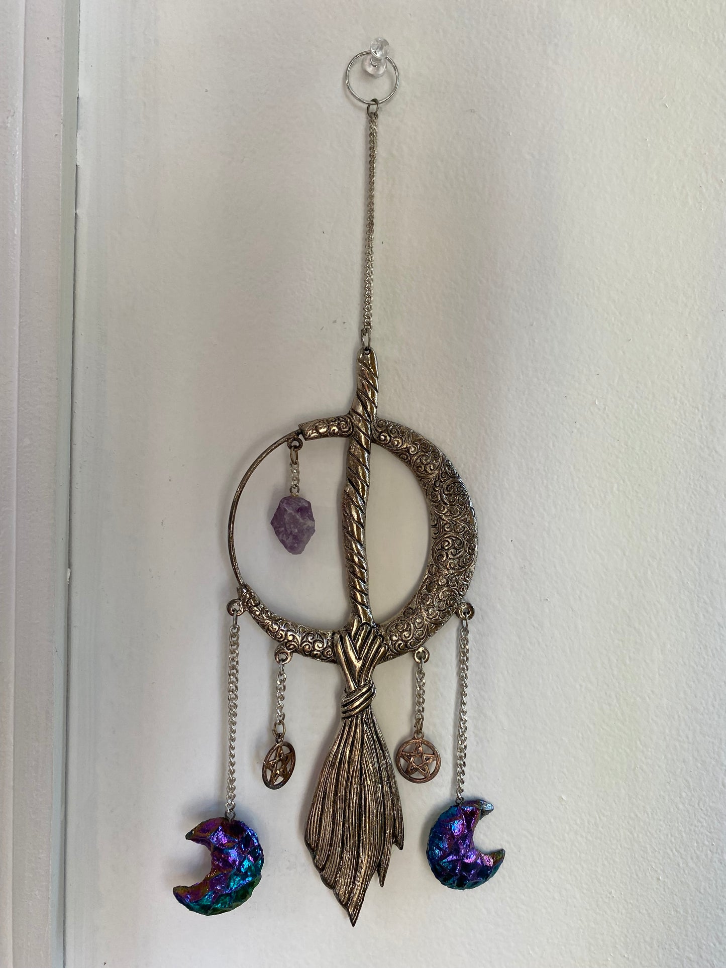 Moon & Broom wall hanging 12"x 3 1/2"