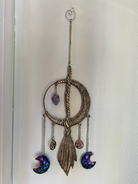 Moon & Broom wall hanging 12"x 3 1/2"