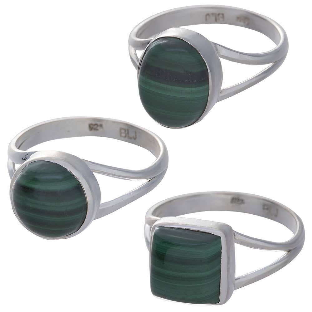 Malachite Cabochon Split Shank Ring 9-12mm H