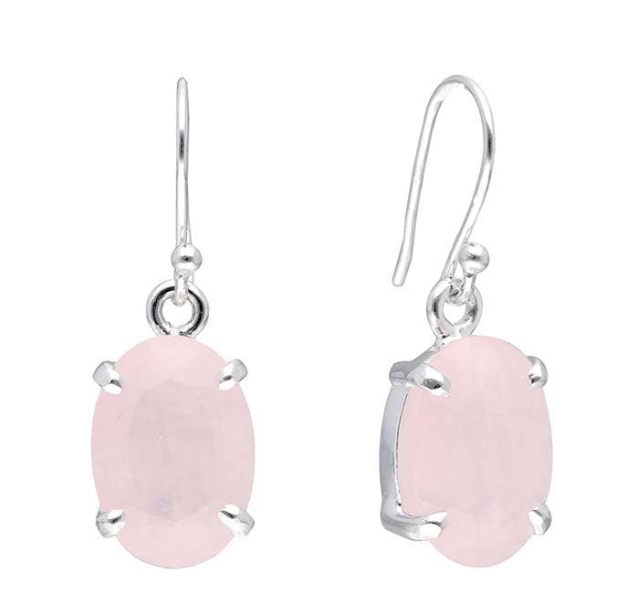 Rose Quartz 925 Sterling Silver Dangle Earrings