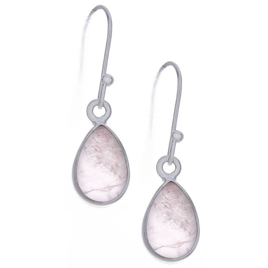 Rose Quartz Simple Teardrop Earrings