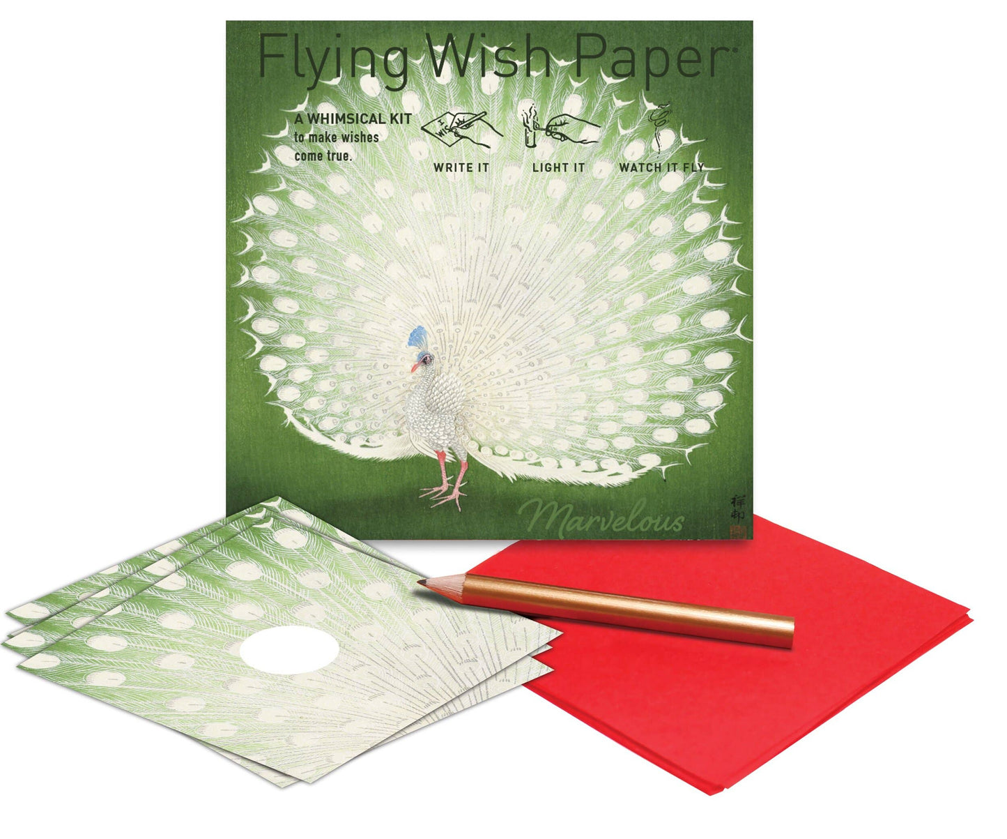 PEACOCK /15 WISH PAPER™ / Interactive Spiritual Gift Kit 