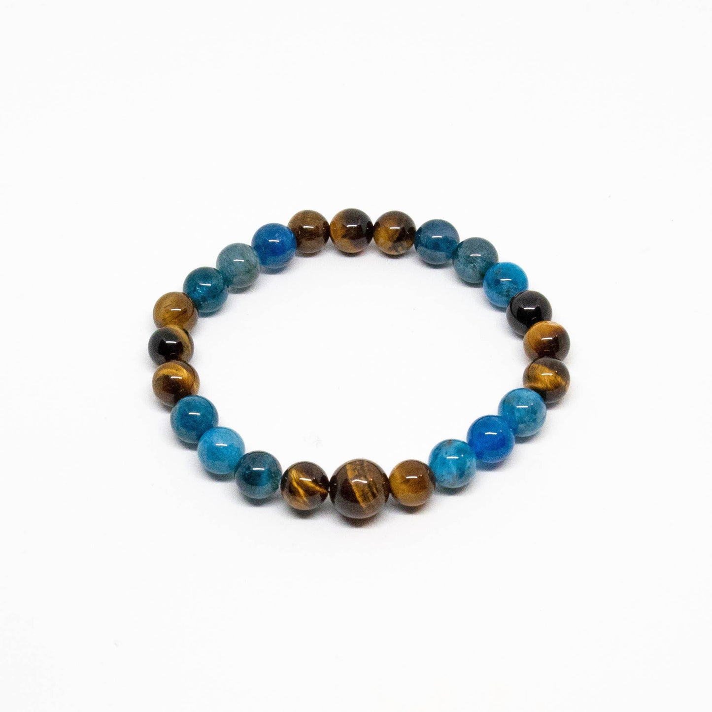 Long Size Apatite & Tiger Eye Beaded Bracelet 8mm