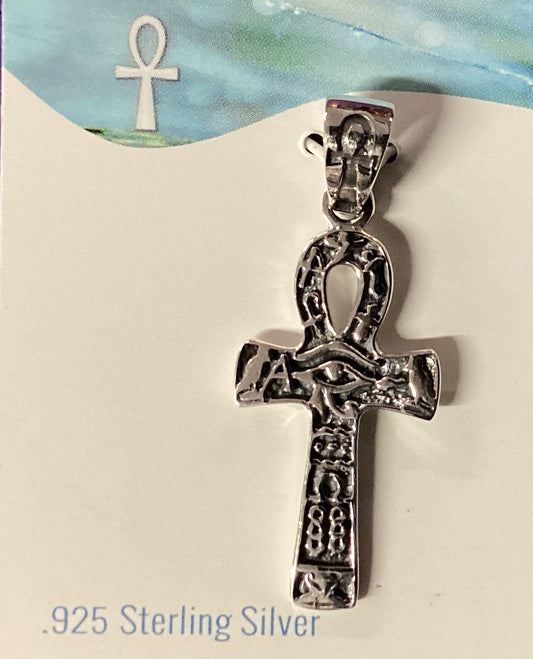 Hieroglyphics Ankh pendant sterling