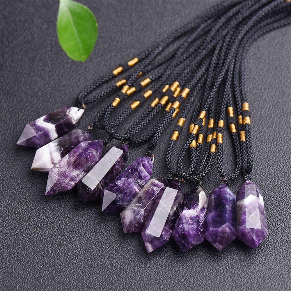 Chevron Amethyst Necklace - 4-5cm Natural Dream Amethyst double terminated