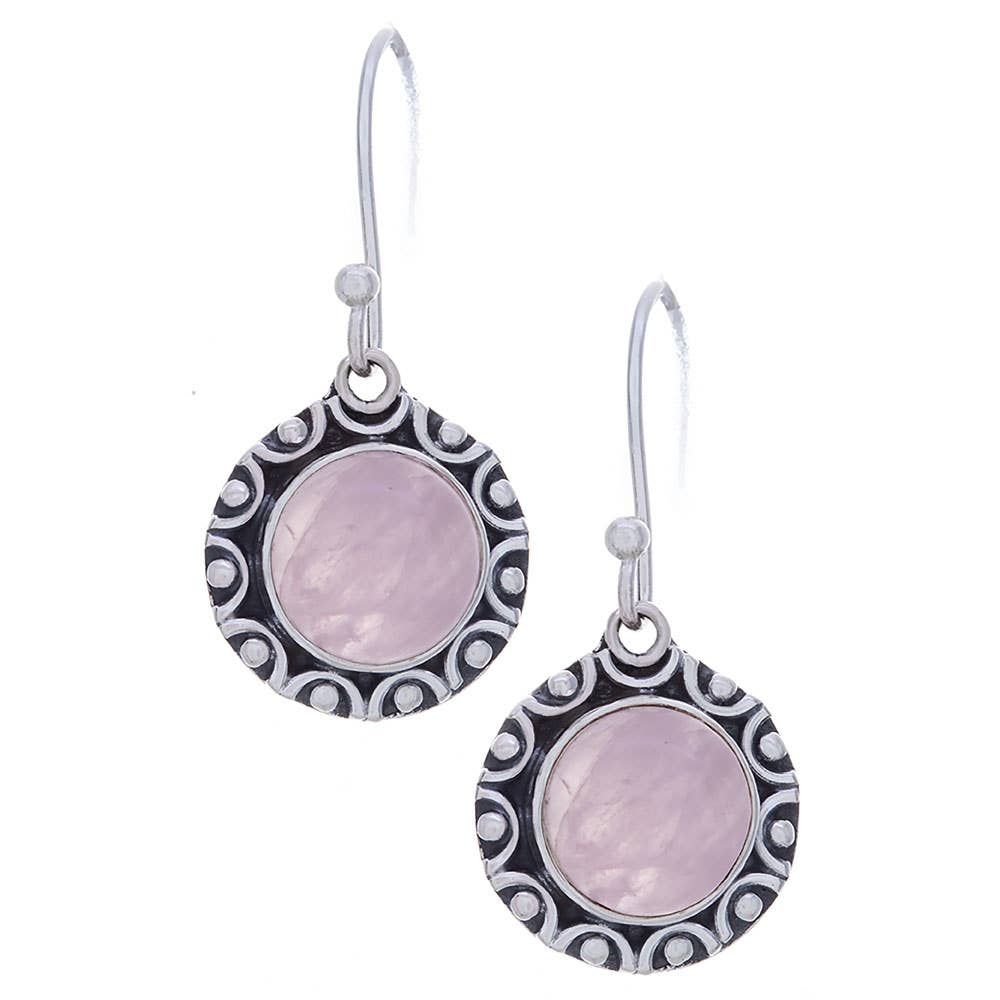 Rose Quartz Fancy Round Earrings
