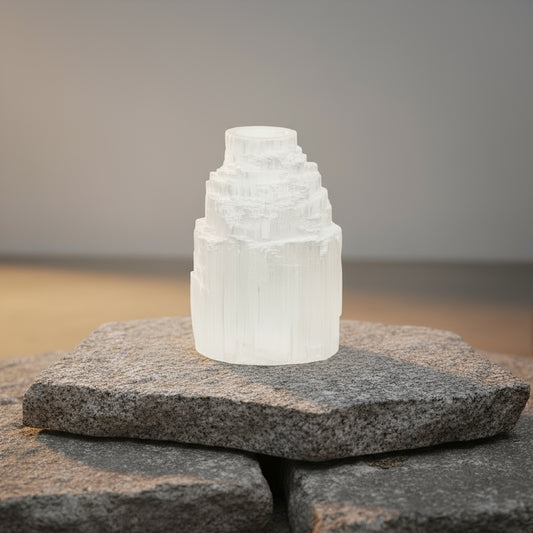 Mini Candle Holder Iceberg White Selenite (Each)