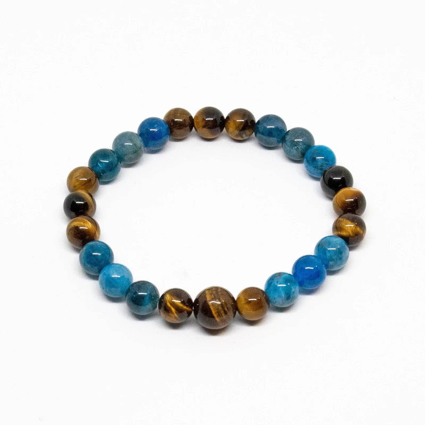 Apatite & Tiger's Eye Beaded Bracelet 6mm  - Small Wrist