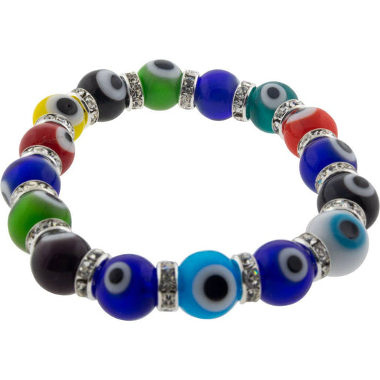 Glass Beads Elastic Bracelet Evil Eye Protection Multi-color