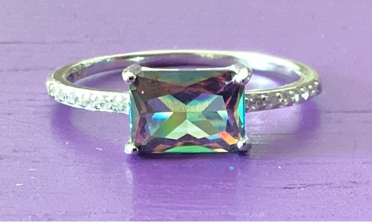 Sterling Silver Rainbow Crystal Ring