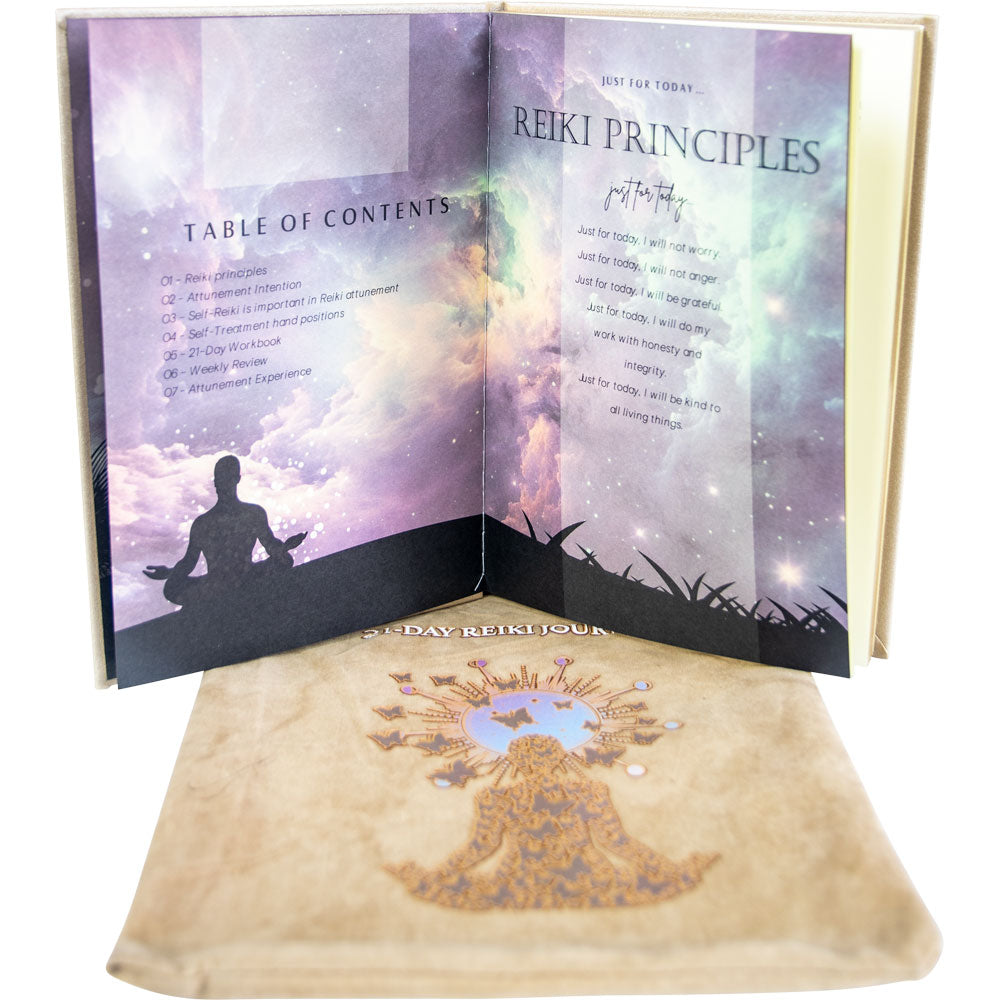 Vegan Leather Crystal Journal w/ Bag - Reiki