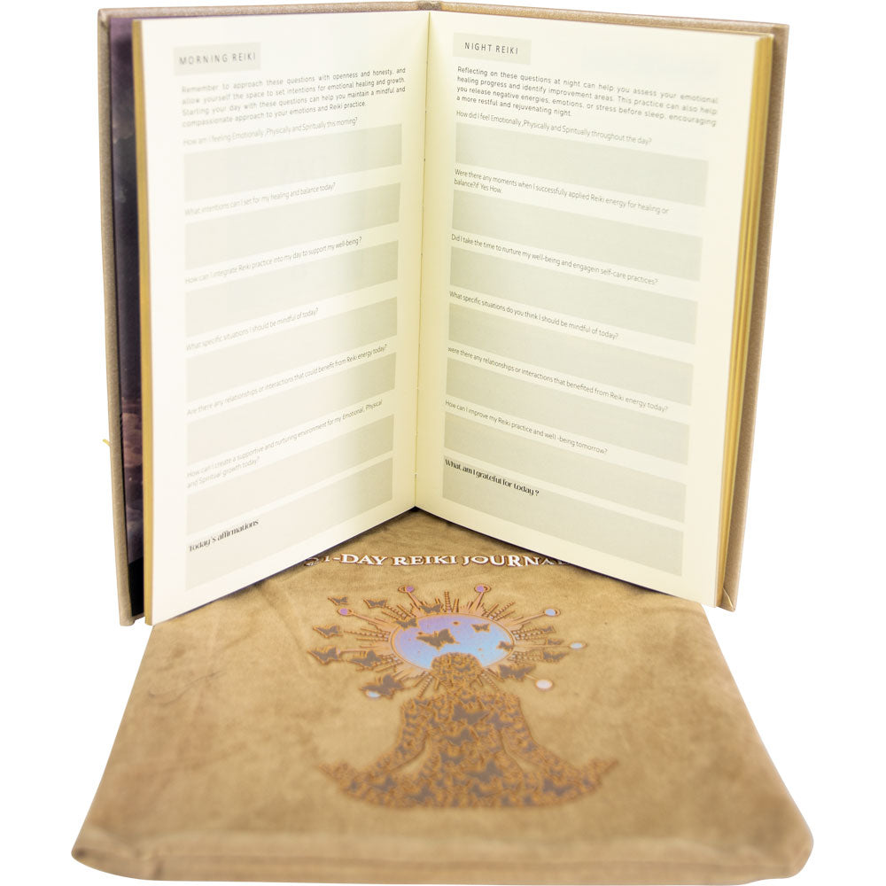 Vegan Leather Crystal Journal w/ Bag - Reiki