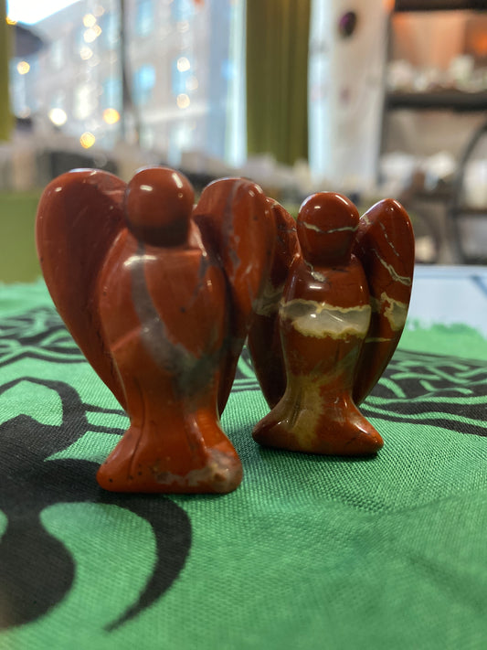 Red Jasper Angel Carving