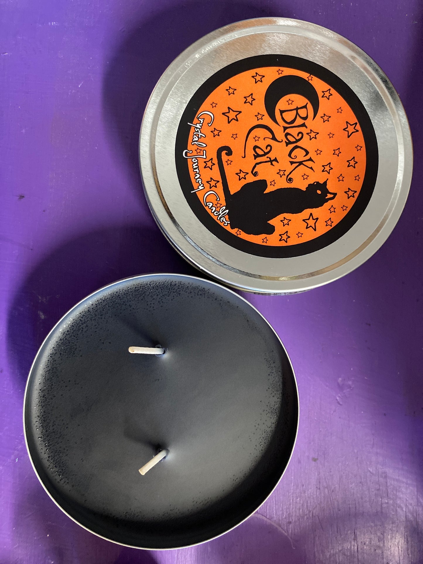 Crystal Journey Candles Black Cat Travel Candle Tin Reiki Charged