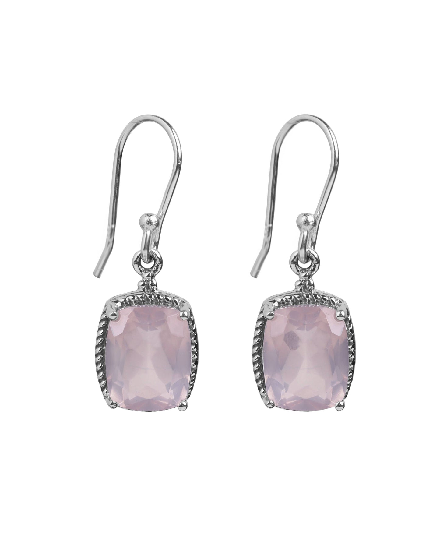 Rose Quartz Solid 925 Sterling Silver Dangle Earrings