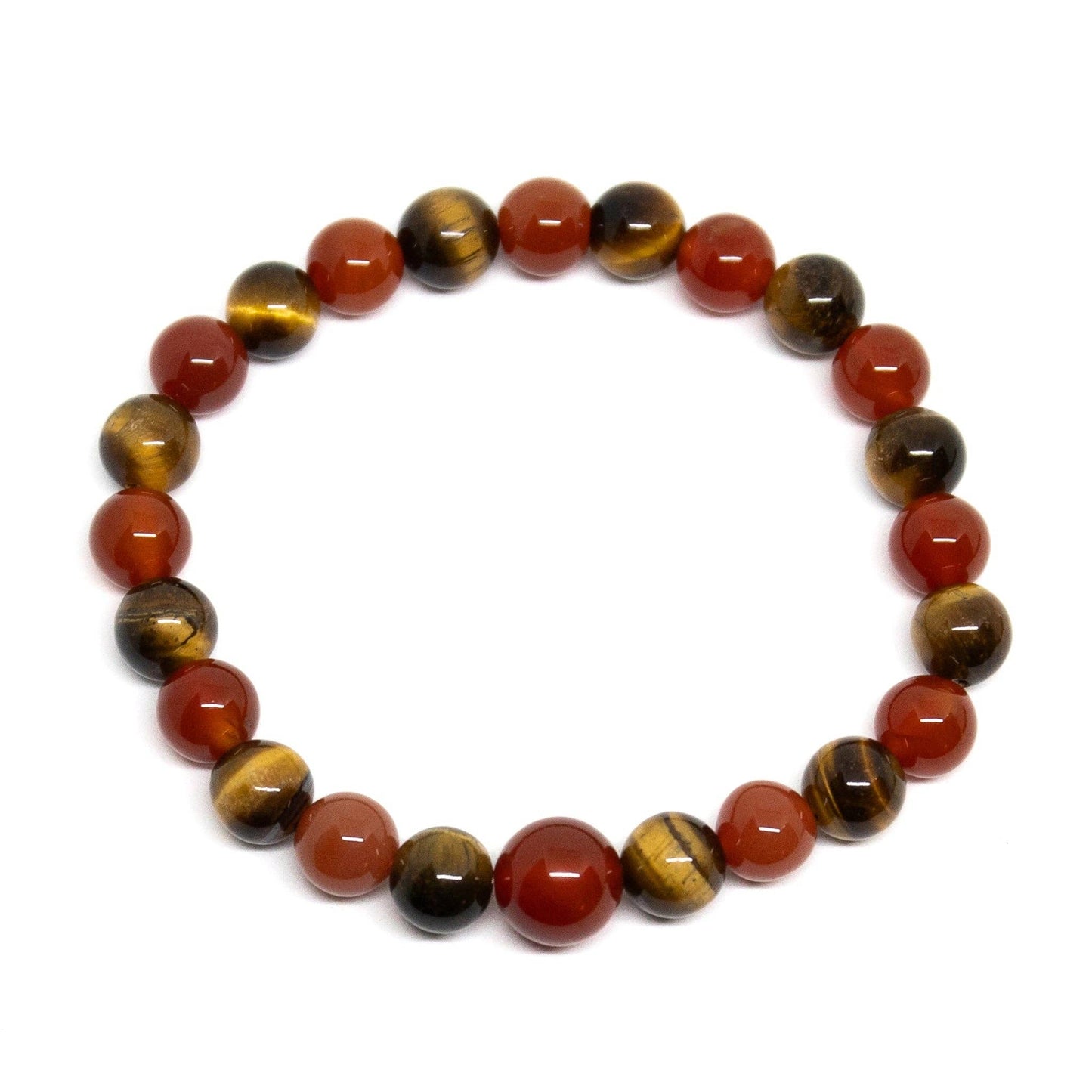 Carnelian & Tiger's Eye Beaded Bracelet - Wrist Mala - 8mm