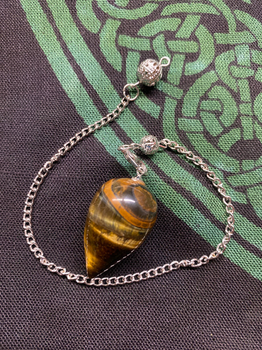 Teardrop Tiger Eye Point Pendulum